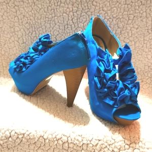 Bright Blue Ruffled Heels